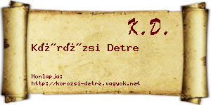 Körözsi Detre névjegykártya